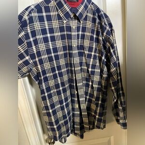 Tommy Hilfiger Casual Blue and White Plaid Shirt